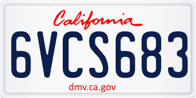 CA license plate 6VCS683