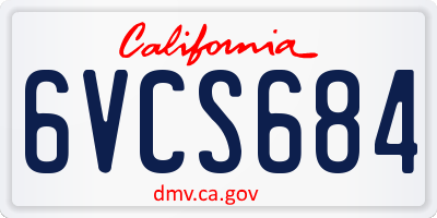 CA license plate 6VCS684