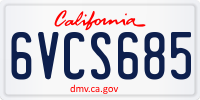 CA license plate 6VCS685