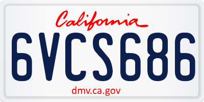 CA license plate 6VCS686