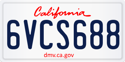 CA license plate 6VCS688