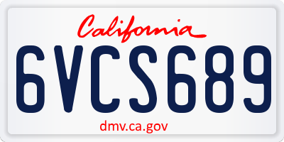 CA license plate 6VCS689