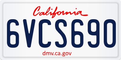 CA license plate 6VCS690