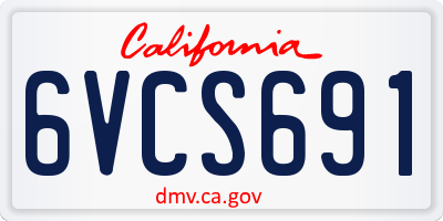 CA license plate 6VCS691