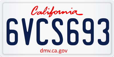 CA license plate 6VCS693