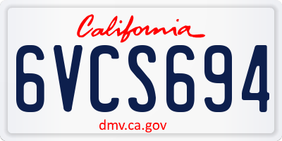 CA license plate 6VCS694