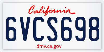 CA license plate 6VCS698