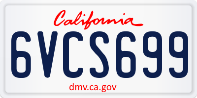 CA license plate 6VCS699