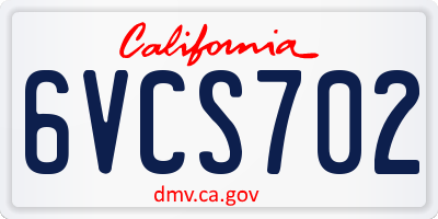 CA license plate 6VCS702