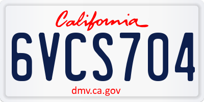 CA license plate 6VCS704