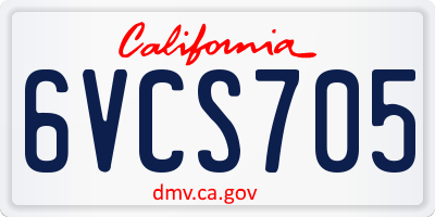 CA license plate 6VCS705