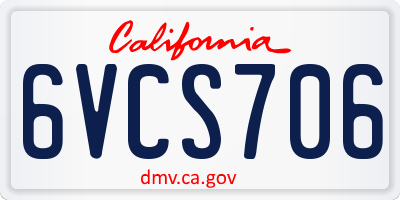 CA license plate 6VCS706