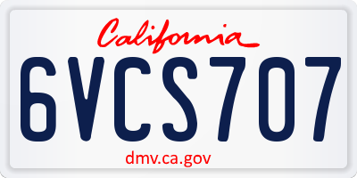 CA license plate 6VCS707