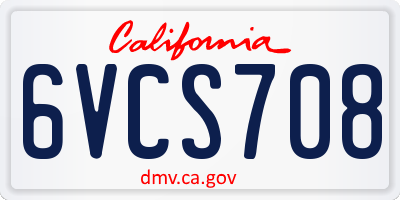 CA license plate 6VCS708