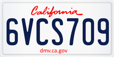 CA license plate 6VCS709
