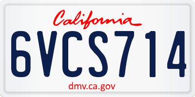 CA license plate 6VCS714