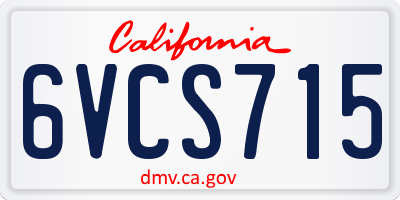 CA license plate 6VCS715
