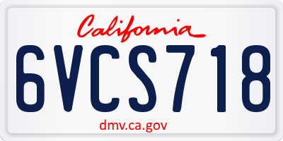 CA license plate 6VCS718