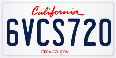 CA license plate 6VCS720
