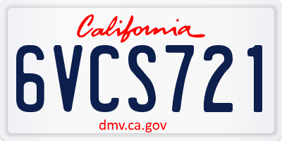 CA license plate 6VCS721