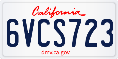 CA license plate 6VCS723