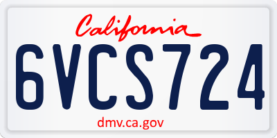 CA license plate 6VCS724