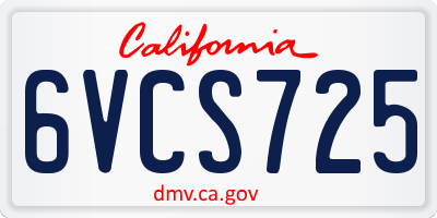 CA license plate 6VCS725