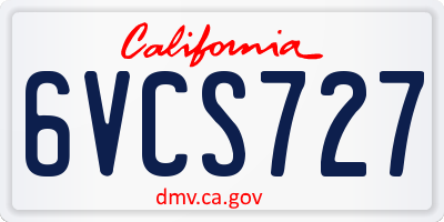 CA license plate 6VCS727