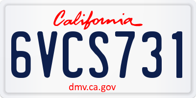 CA license plate 6VCS731