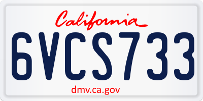 CA license plate 6VCS733
