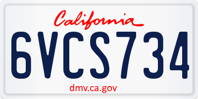 CA license plate 6VCS734