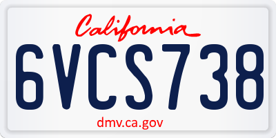 CA license plate 6VCS738