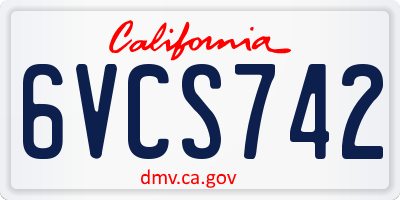 CA license plate 6VCS742