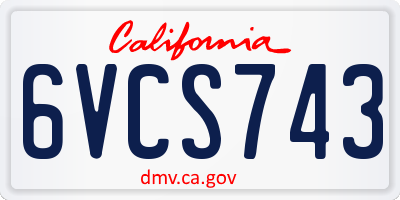 CA license plate 6VCS743