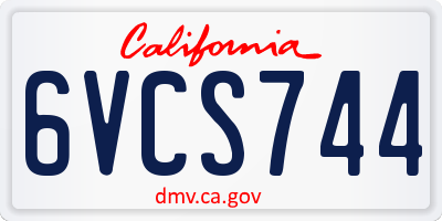 CA license plate 6VCS744