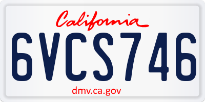CA license plate 6VCS746