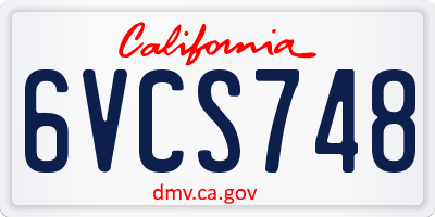 CA license plate 6VCS748
