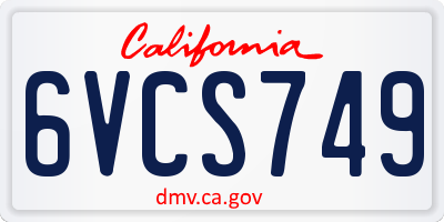 CA license plate 6VCS749