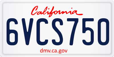 CA license plate 6VCS750