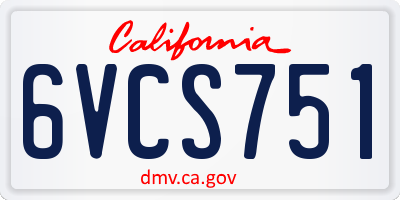 CA license plate 6VCS751