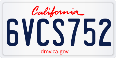 CA license plate 6VCS752