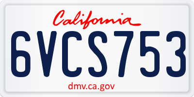 CA license plate 6VCS753