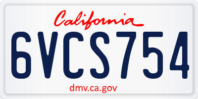 CA license plate 6VCS754