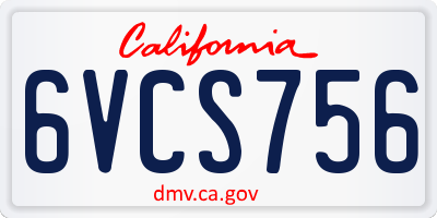 CA license plate 6VCS756