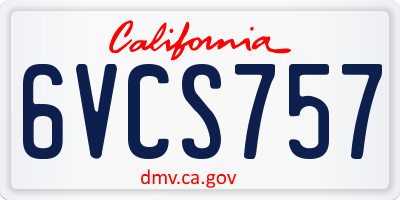 CA license plate 6VCS757