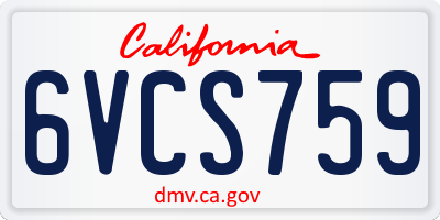 CA license plate 6VCS759