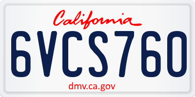 CA license plate 6VCS760