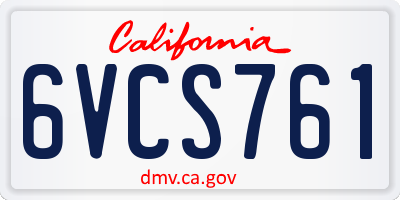 CA license plate 6VCS761