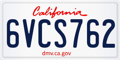 CA license plate 6VCS762