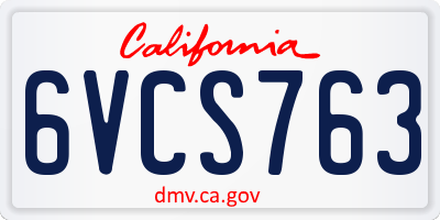 CA license plate 6VCS763